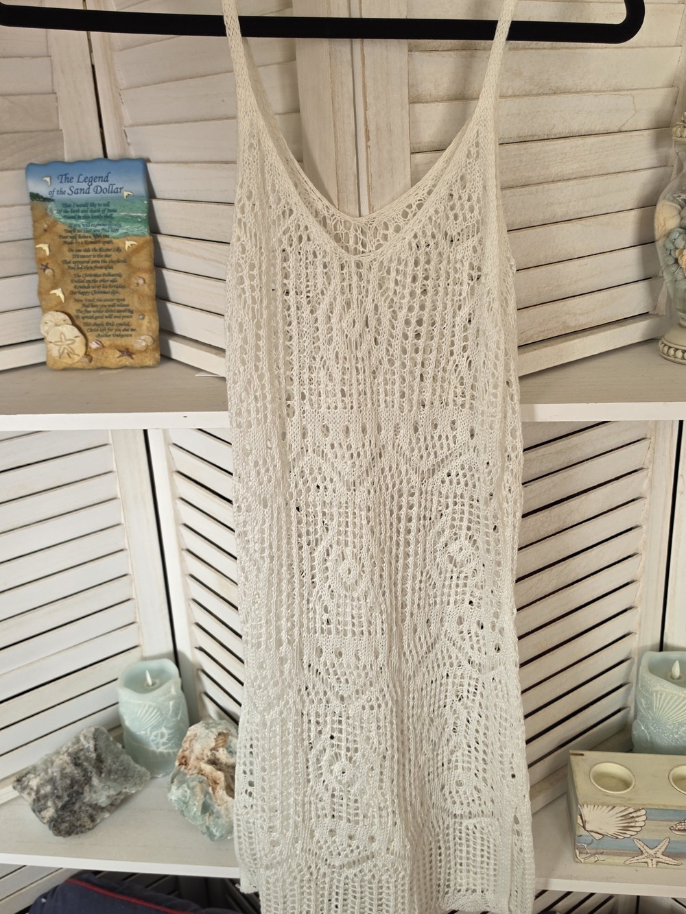 Unbranded Crochet Knit Beach Cover-Up Dress Ivory Size XL Boho Festival Swimwear